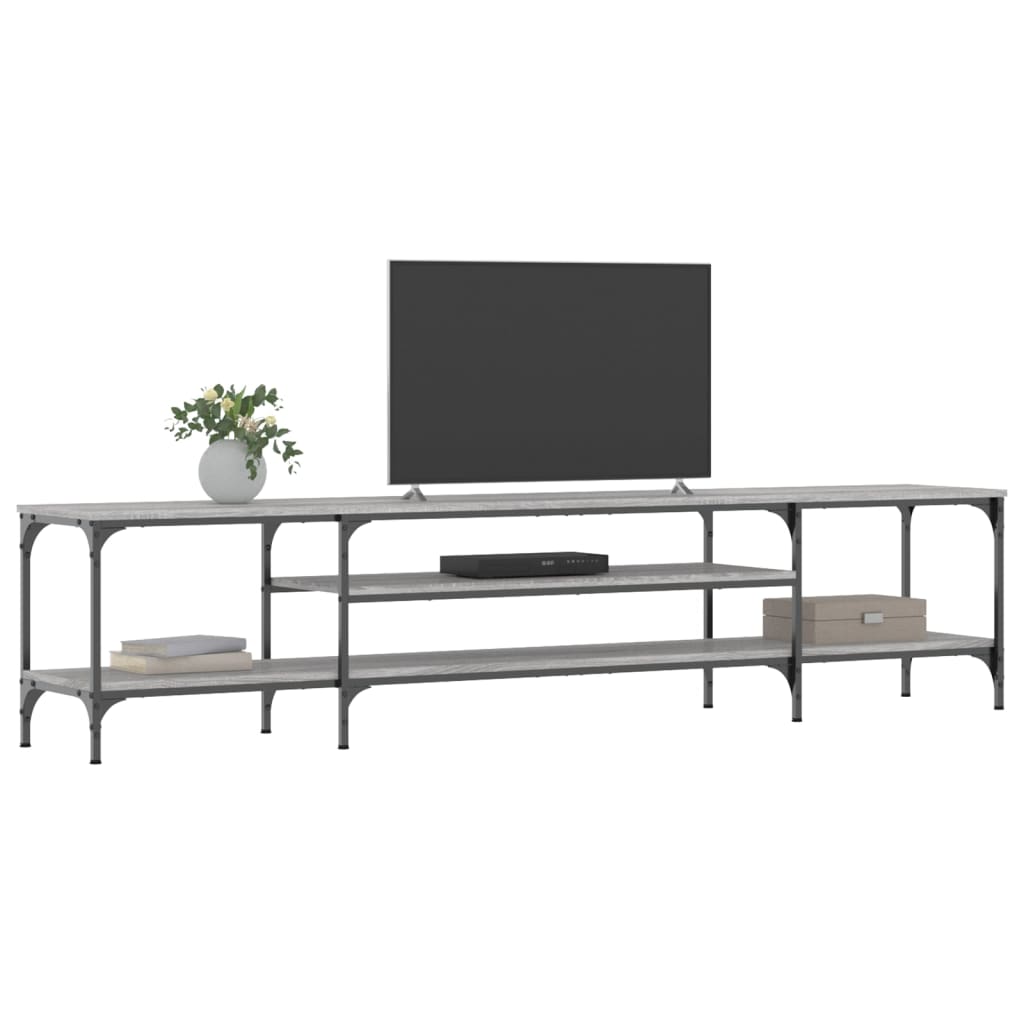 Mobile TV Grigio Sonoma 201x35x45 cm Legno Multistrato e Ferro - homemem39