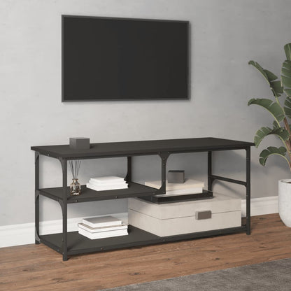 Mobile Porta TV Nero 103x38x46,5 cm Legno Multistrato e Acciaio - homemem39