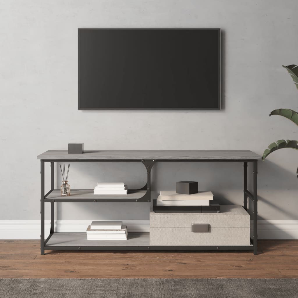 Mobile TV Grigio Sonoma 103x38x46,5cm Legno Multistrato Acciaio - homemem39