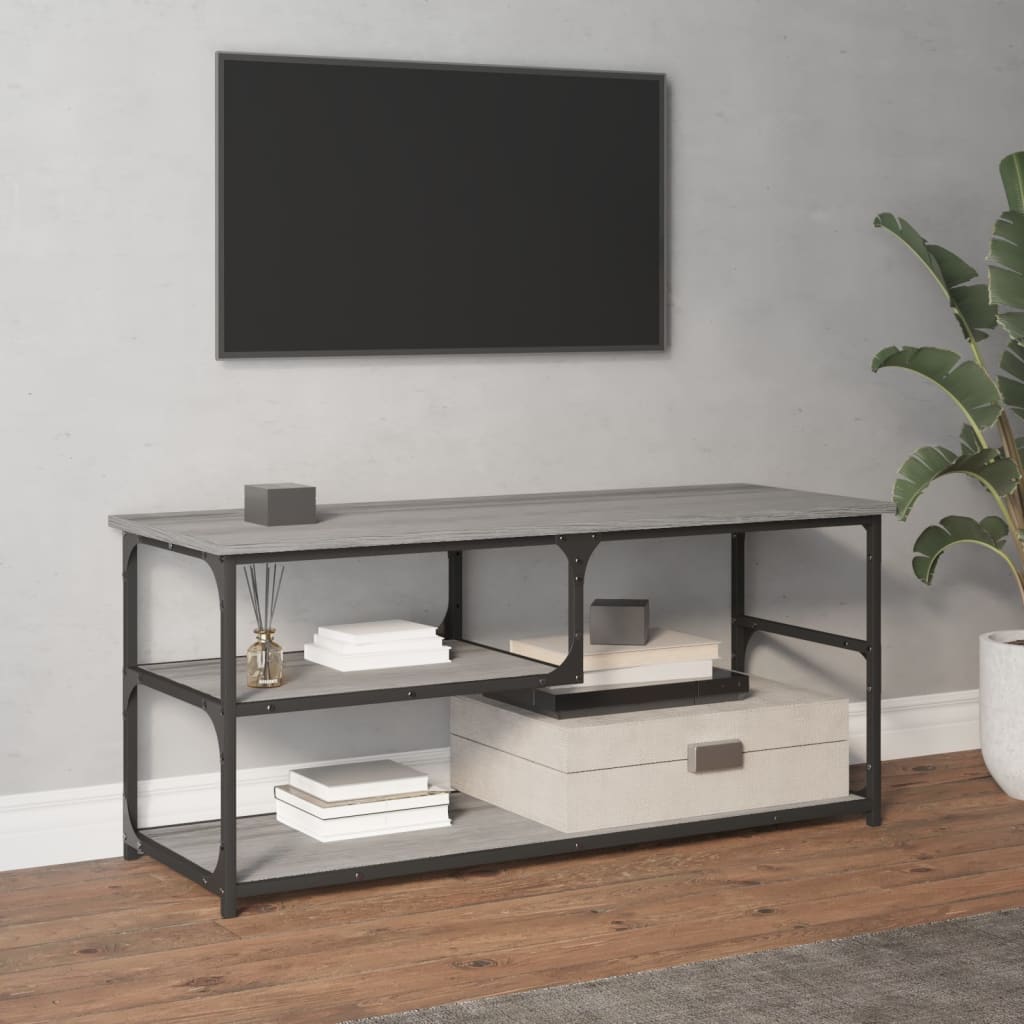 Mobile TV Grigio Sonoma 103x38x46,5cm Legno Multistrato Acciaio - homemem39