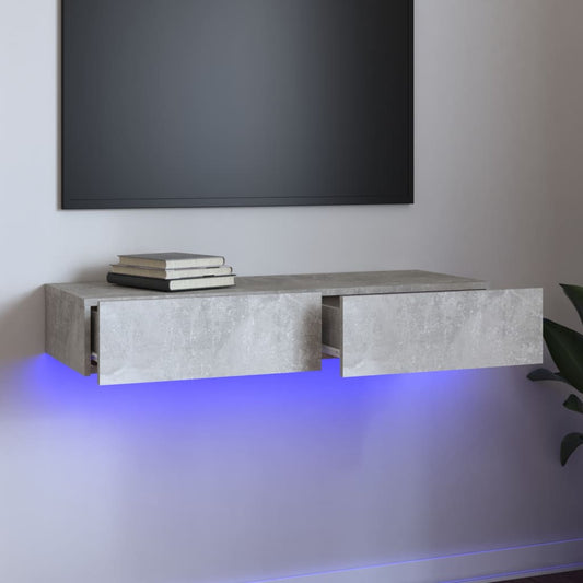 Mobile Porta TV con Luci LED Grigio Cemento 90x35x15,5 cm - homemem39