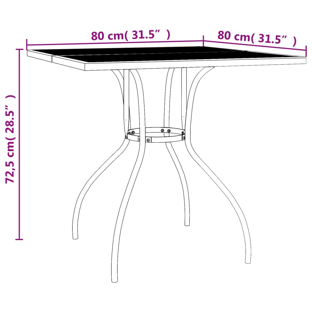 Tavolo da Giardino Antracite 80x80x72,5 cm Rete d'Acciaio - homemem39