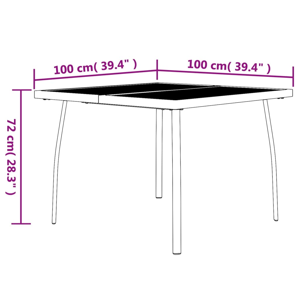 Tavolo da Giardino Antracite 100x100x72 cm Rete d'Acciaio - homemem39