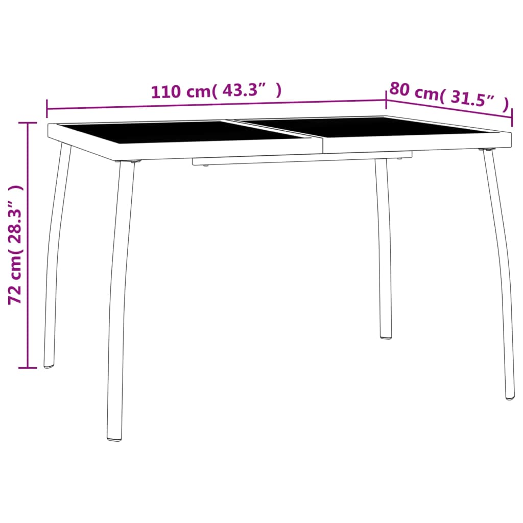 Tavolo da Giardino Antracite 110x80x72 cm Rete d'Acciaio - homemem39