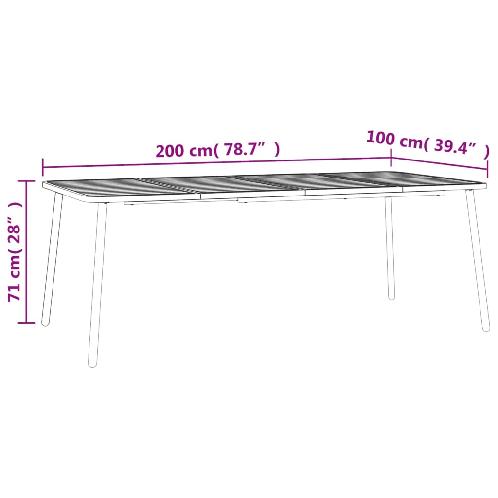 Tavolo da Giardino Antracite 200x100x71 cm Acciaio - homemem39