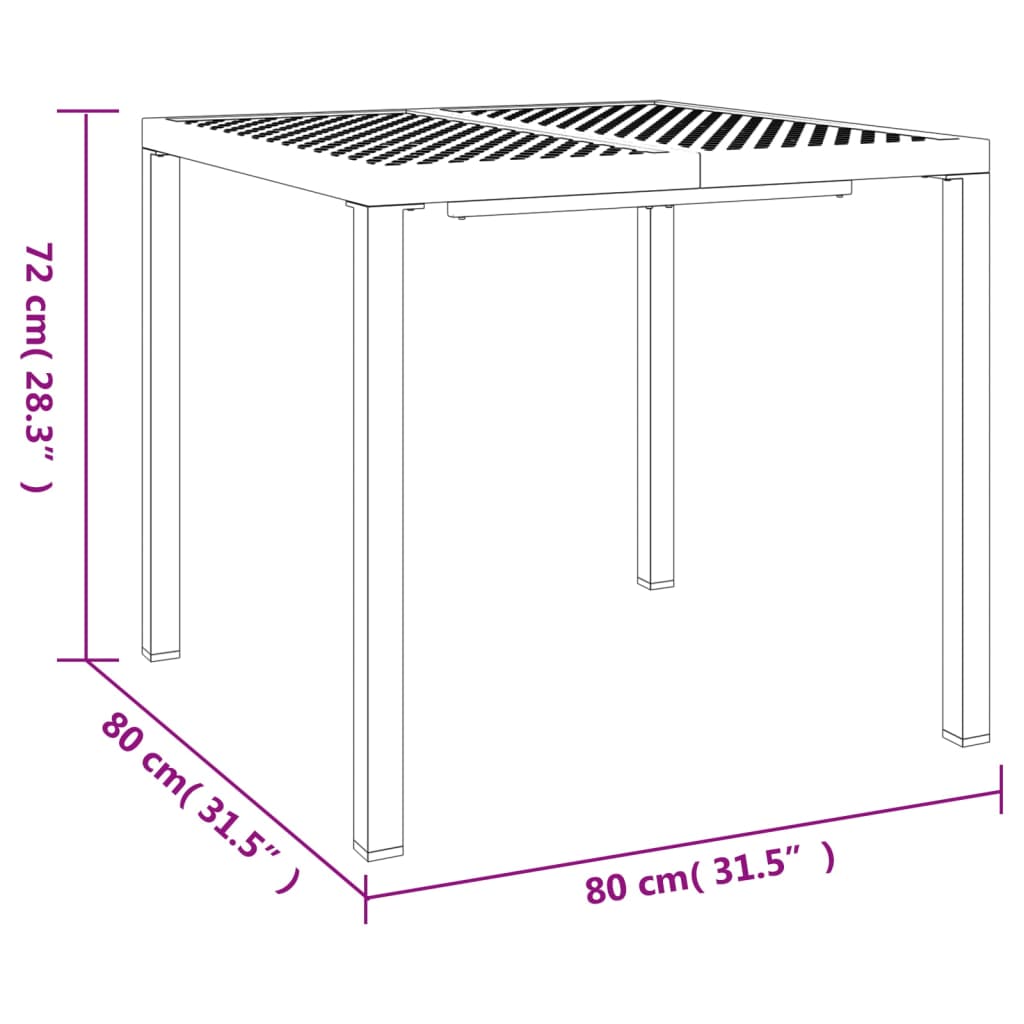 Tavolo da Giardino Antracite 80x80x72 cm Acciaio - homemem39