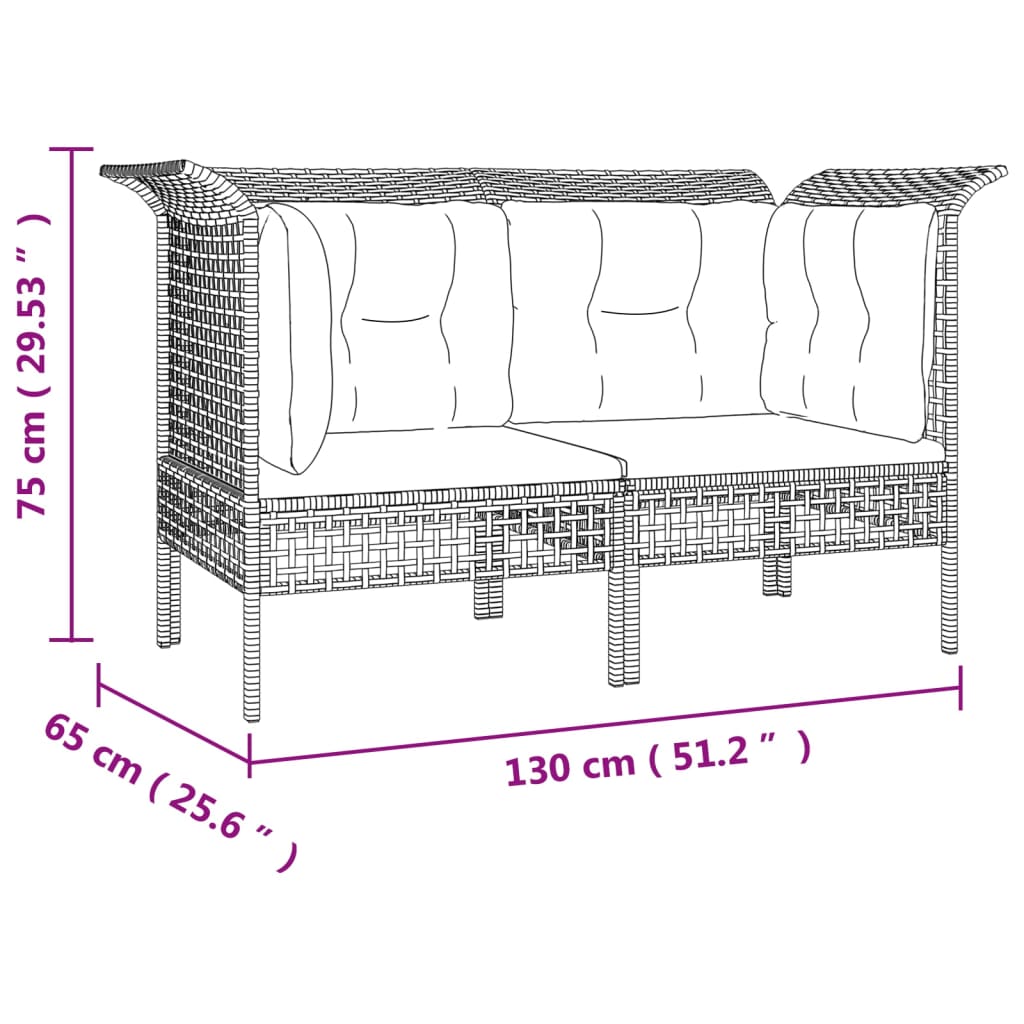 Divani Angolari da Giardino con Cuscini 2pz Polyrattan Grigio - homemem39