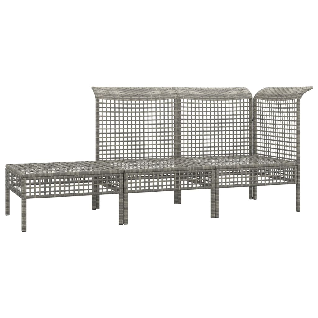 Set Divani da Giardino 3 pz con Cuscini in Polyrattan Grigio - homemem39