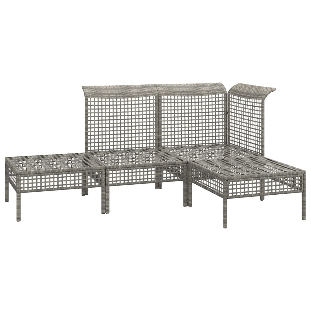 Set Divani da Giardino 4 pz con Cuscini in Polyrattan Grigio - homemem39