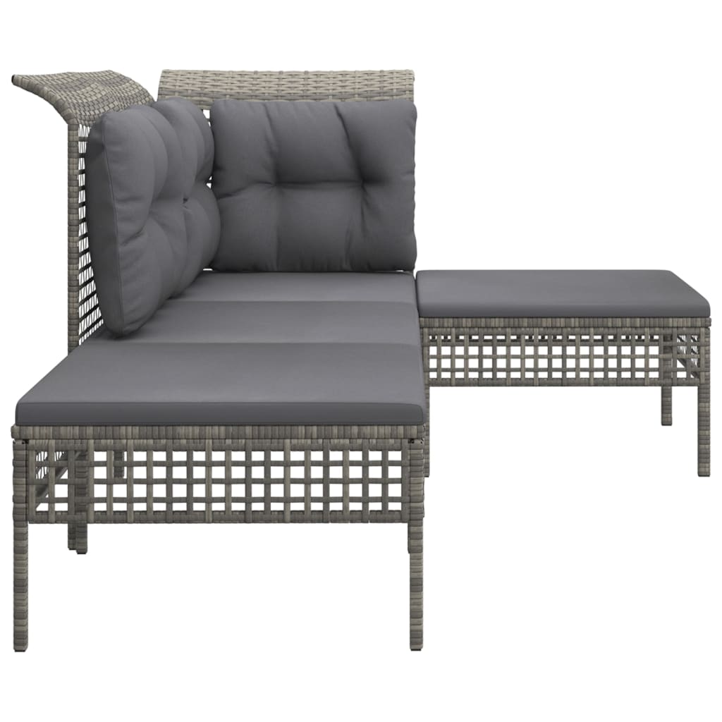 Set Divani da Giardino 4 pz con Cuscini in Polyrattan Grigio - homemem39