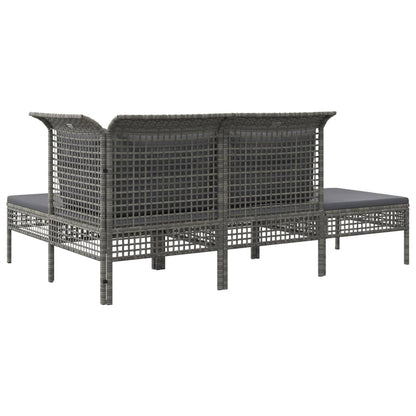 Set Divani da Giardino 4 pz con Cuscini in Polyrattan Grigio - homemem39