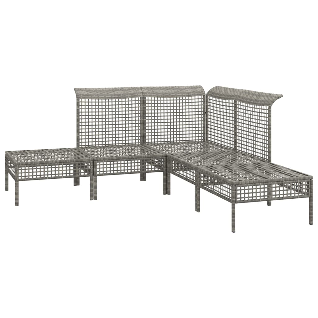 Set Divani da Giardino 5 pz con Cuscini in Polyrattan Grigio - homemem39