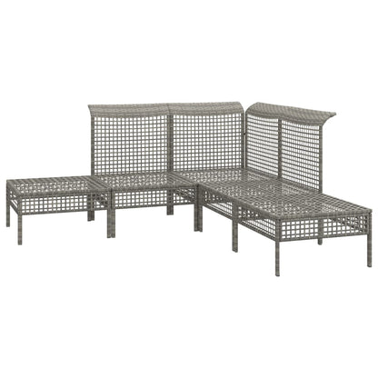 Set Divani da Giardino 5 pz con Cuscini in Polyrattan Grigio - homemem39