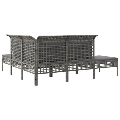 Set Divani da Giardino 5 pz con Cuscini in Polyrattan Grigio - homemem39