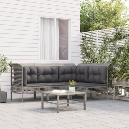 Set Divani da Giardino 4 pz con Cuscini in Polyrattan Grigio - homemem39