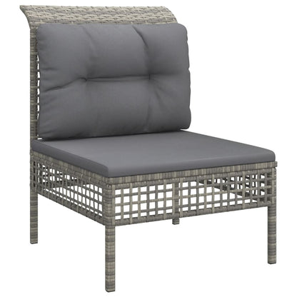 Divano Centrale da Giardino con Cuscino in Polyrattan Grigio - homemem39