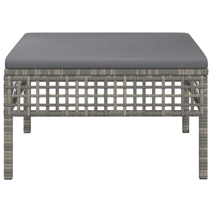 Poggiapiedi da Giardino con Cuscino in Polyrattan Grigio - homemem39