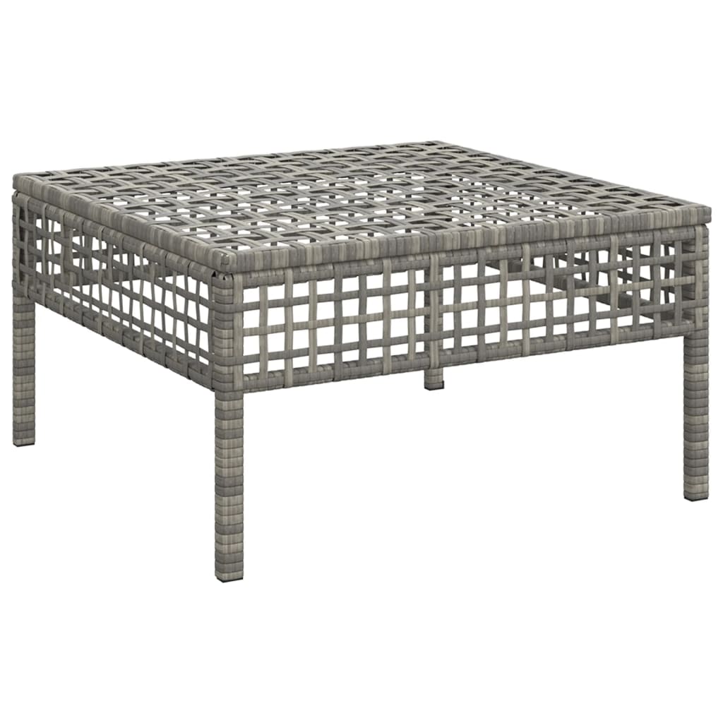 Poggiapiedi da Giardino con Cuscino in Polyrattan Grigio - homemem39