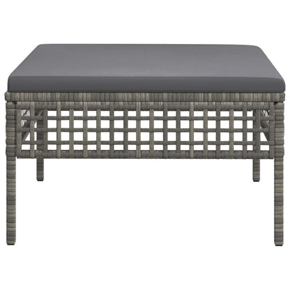 Poggiapiedi da Giardino con Cuscino in Polyrattan Grigio - homemem39