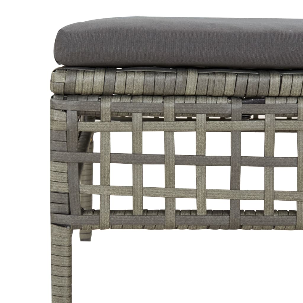 Poggiapiedi da Giardino con Cuscino in Polyrattan Grigio - homemem39