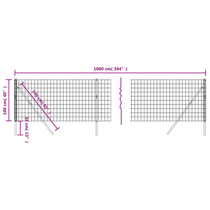 Recinzione Metallica Verde 1x10 m in Acciaio Zincato - homemem39