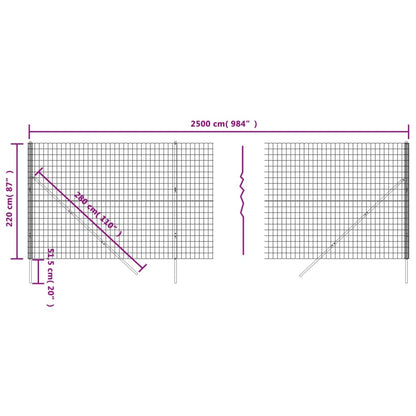 Recinzione Metallica Verde 2,2x25 m in Acciaio Zincato - homemem39