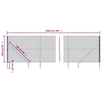 Recinzione Metallica con Picchetti Ancoraggio Verde 1,6x10 m - homemem39