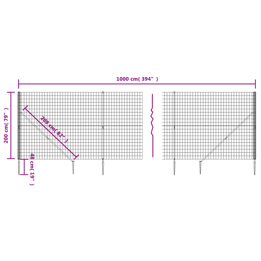 Recinzione Metallica con Picchetti Ancoraggio Verde 2x10 m - homemem39