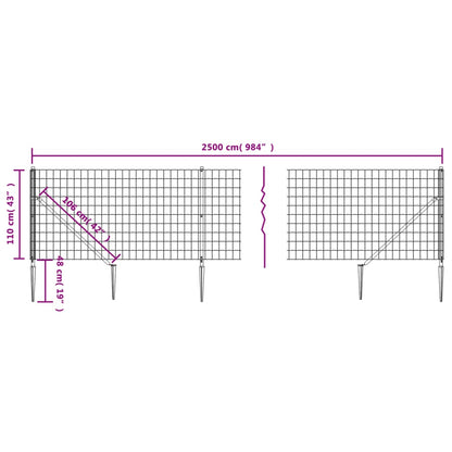 Recinzione Metallica con Picchetti Ancoraggio Verde 1,1x25 m - homemem39