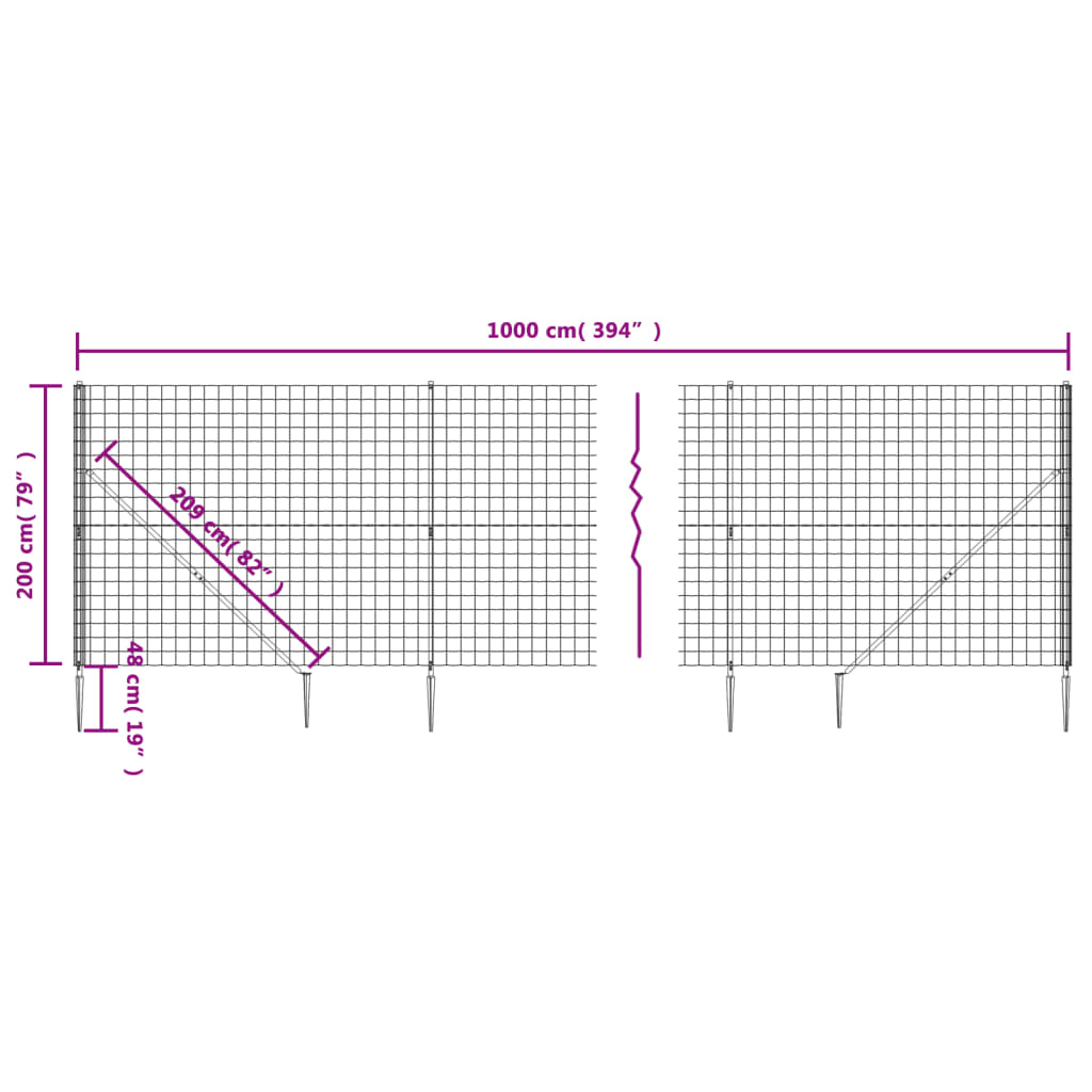 Recinzione Metallica con Picchetti Ancoraggio Verde 2x10 m - homemem39