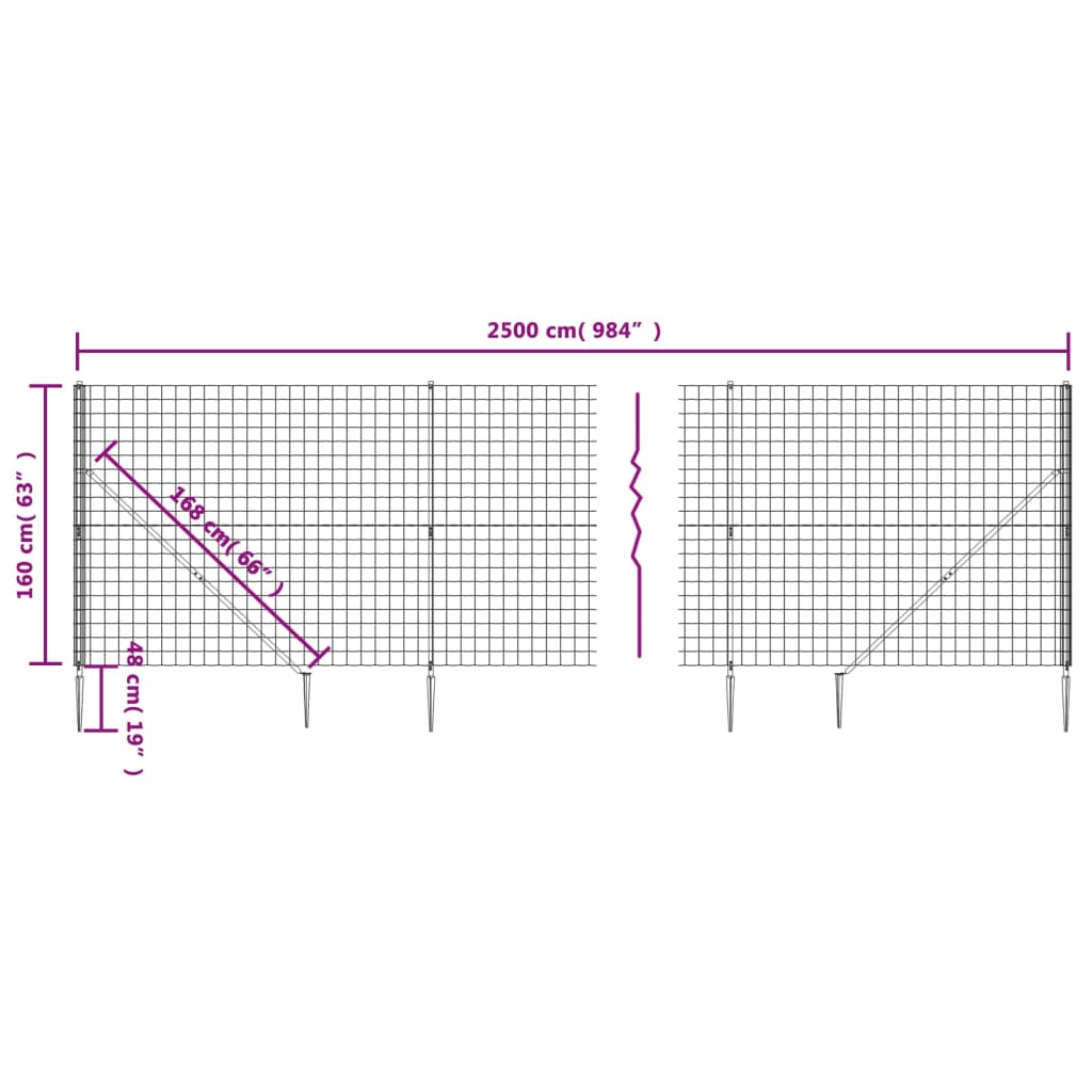 Recinzione Metallica con Picchetti Ancoraggio Verde 1,6x25 m - homemem39