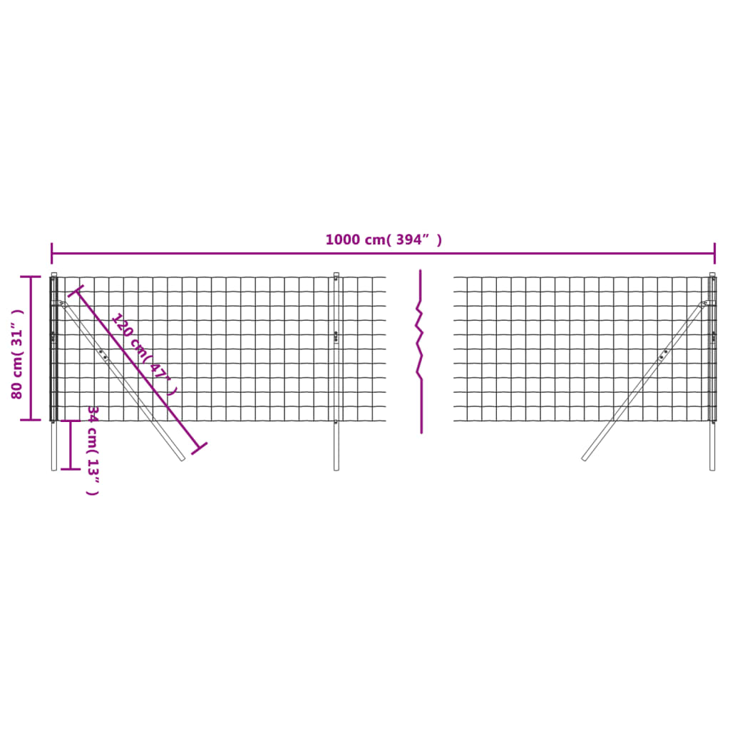 Recinzione Metallica Antracite 0,8x10 m in Acciaio Zincato - homemem39