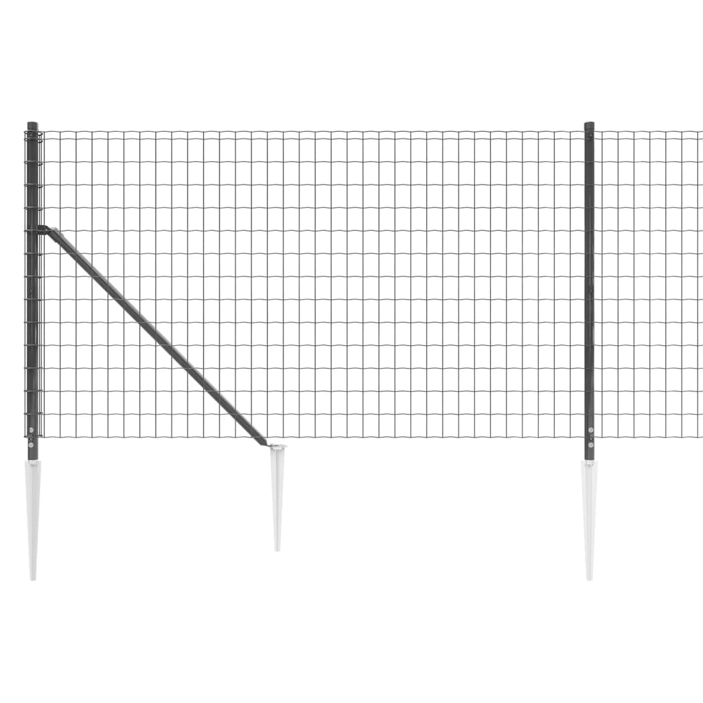 Recinzione Metallica con Picchetti Ancoraggio Antracite 0,8x10m - homemem39