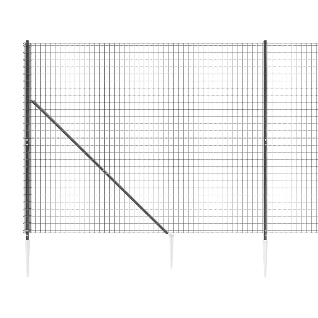 Recinzione Metallica con Picchetti Ancoraggio Antracite 1,6x10m - homemem39