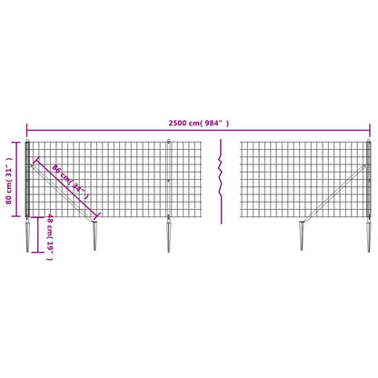 Recinzione Metallica con Picchetti Ancoraggio Antracite 0,8x25m - homemem39