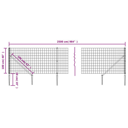 Recinzione Metallica con Picchetti Ancoraggio Antracite 1x25 m - homemem39