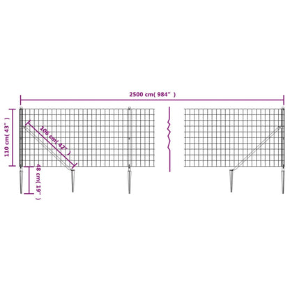 Recinzione Metallica con Picchetti Ancoraggio Antracite 1,1x25m - homemem39