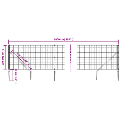 Recinzione Metallica con Picchetti Ancoraggio Antracite 1x10 m - homemem39