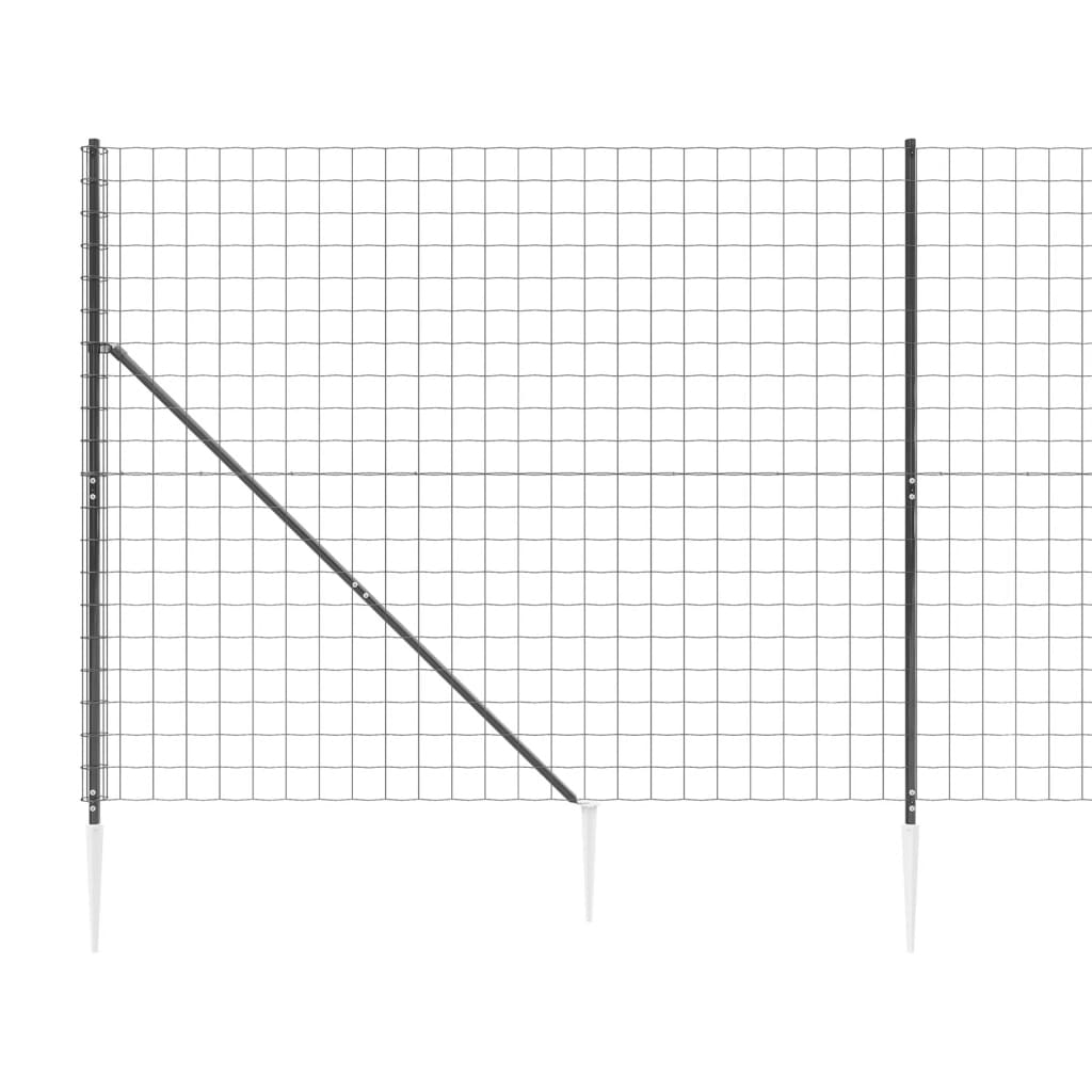 Recinzione Metallica con Picchetti Ancoraggio Antracite 1,8x10m - homemem39