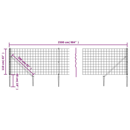 Recinzione Metallica con Picchetti Ancoraggio Antracite 1,1x25m - homemem39