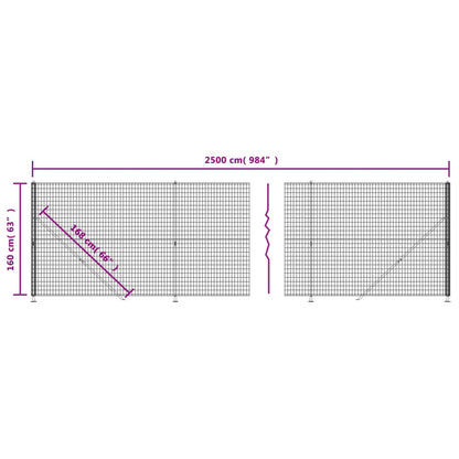 Recinzione Metallica con Flangia Antracite 1,6x25 m - homemem39