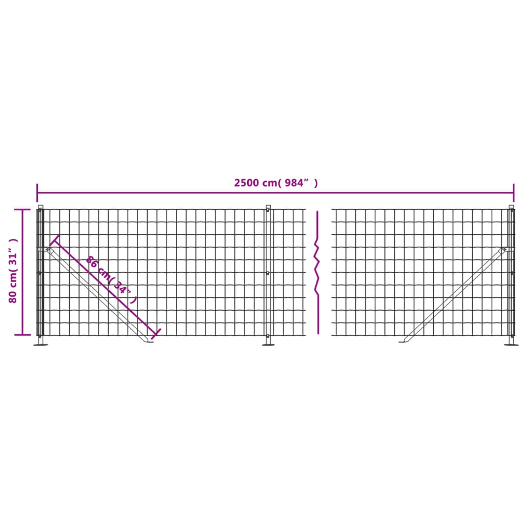 Recinzione Metallica con Flangia Antracite 0,8x25 m - homemem39