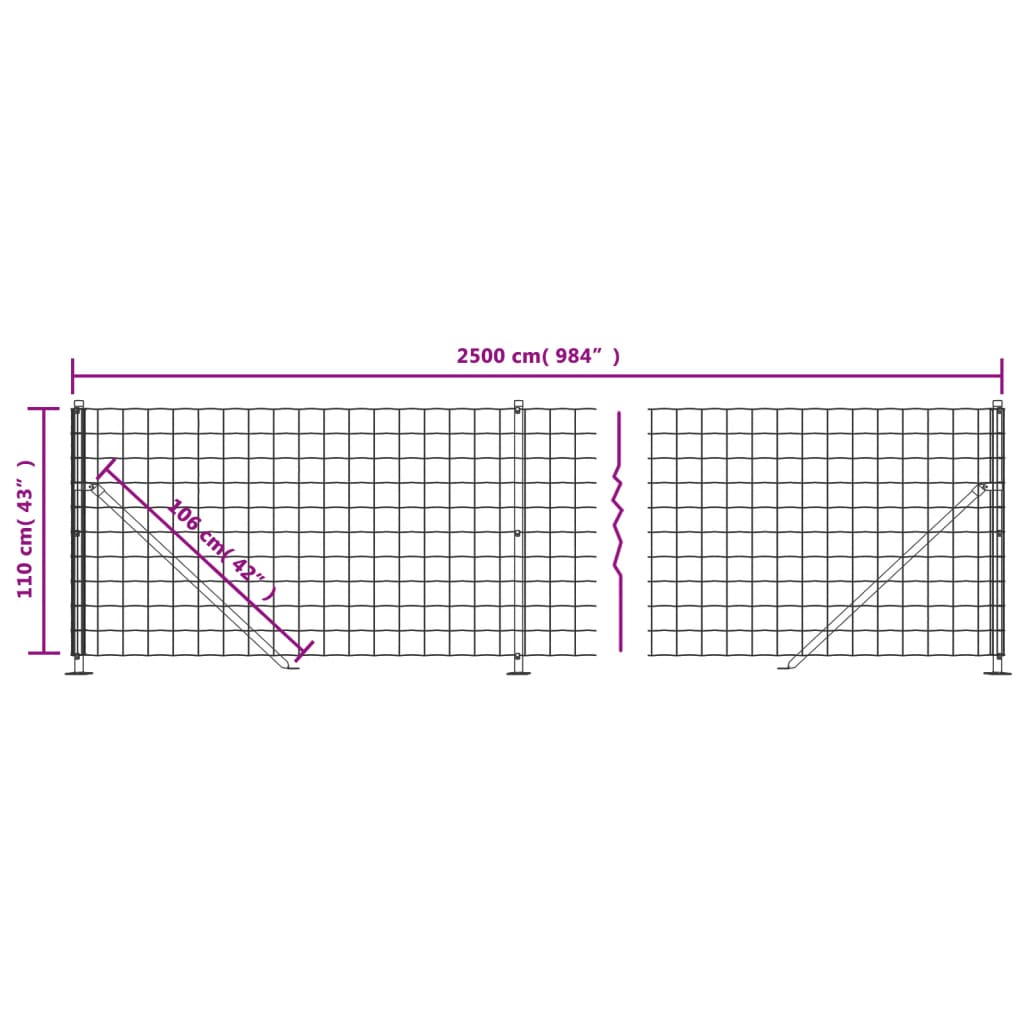 Recinzione Metallica con Flangia Antracite 1,1x25 m - homemem39