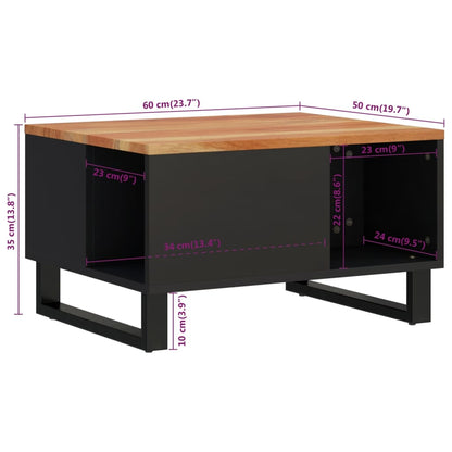 Tavolino da Salotto 60x50x35 cm in Legno Massello di Acacia - homemem39