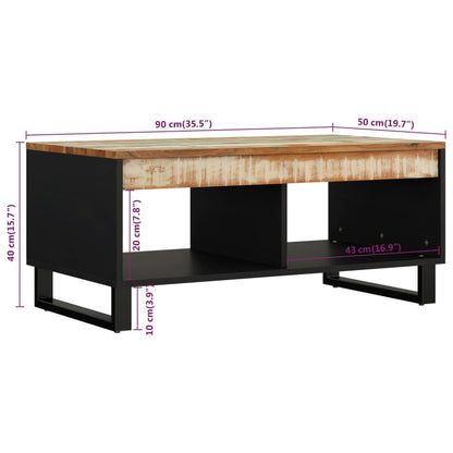 Tavolino da Salotto 90x50x40 cm in Legno Massello di Recupero - homemem39