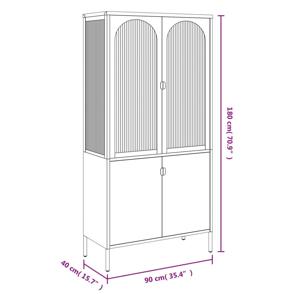 Credenza Nera 90x40x180 cm Vetro e Acciaio - homemem39