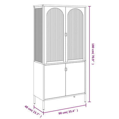 Credenza Nera 90x40x180 cm Vetro e Acciaio - homemem39