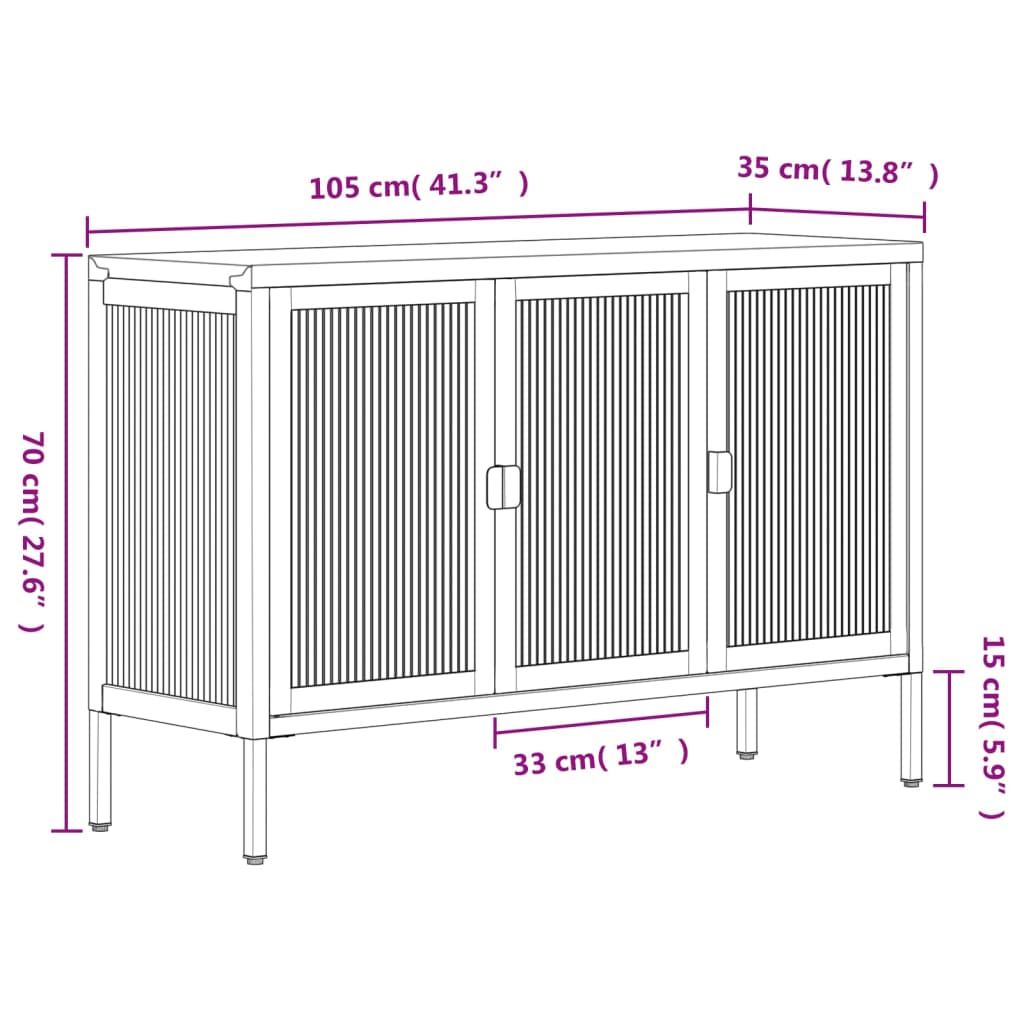 Credenza Nera 105x35x70 cm Vetro e Acciaio - homemem39