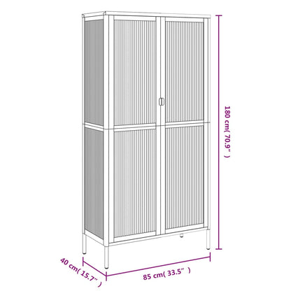 Credenza Nera 85x40x180 cm Vetro e Acciaio - homemem39