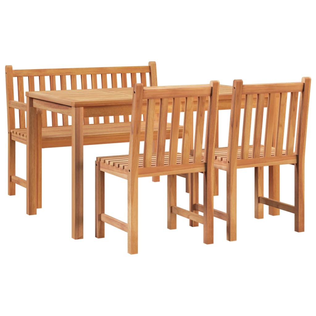 Set da Pranzo per Giardino 4 pz in Legno Massello di Teak - homemem39